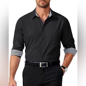 COOFANDY Pattern Dress Shirt Long Sleeve Casual Button Down Formal Shirts